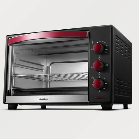 Horno Electrico GLDH82 diseño en acero inoxidable y rojo 1600 W 42 litros