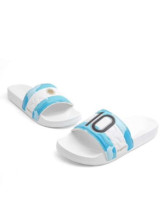 Ojotas Bagunza Messi 10 Titular Kids Niños Moda Blanco - Vista 3
