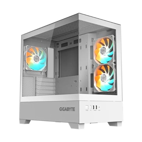 Gabinete Gigabyte C201 Panoramic Ice TG x2 Mid-Tower Fan ARGB x3 White - Vista 1