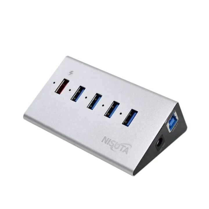 ADAPTADOR NISUTA HUB 4 PUERTOS 1 QC DE CARGA RAPIDA (C:NEGRO NSUH053Q) - Vista 1