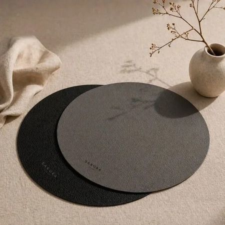 Set 6 Individuales Sakura Reversibles Duo Negro Y Gris Black / Stone Grey