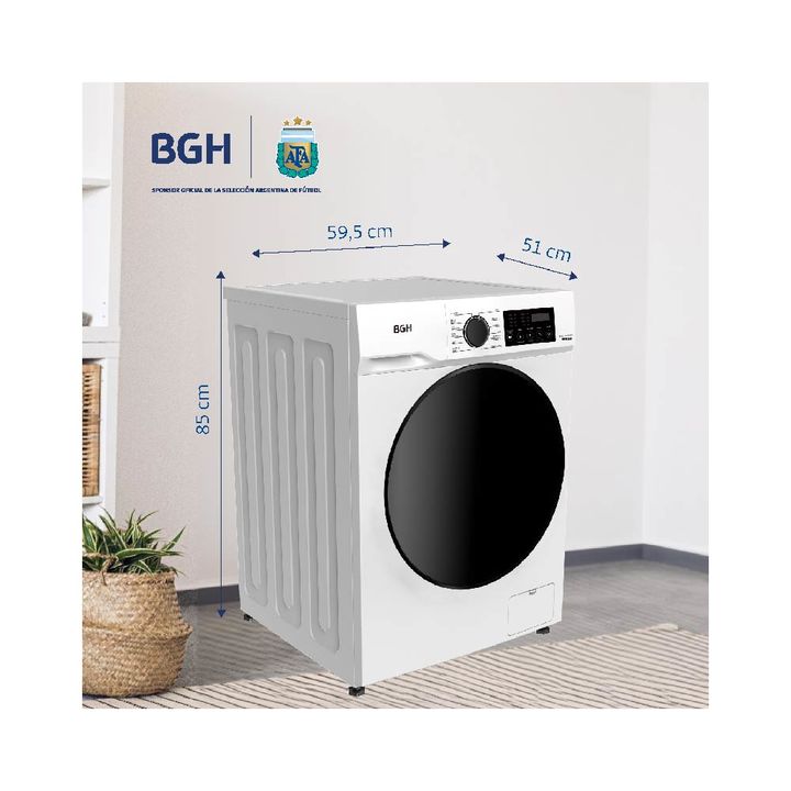 Lavarropas BGH 8Kg 1400RPM Inverter Carga Frontal BWFE08W24AR Blanco - Vista 6