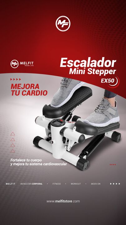 Mini Stepper Con Bandas Elasticas Melfit Fitness Escalador EX50 - Vista 8
