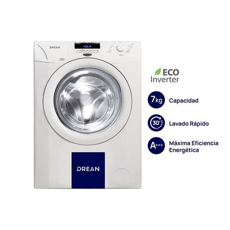 Lavarropa Carga Frontal 7 Kg Blanco 1000 Rpm Inverter Drean Lcfdr0710sb0