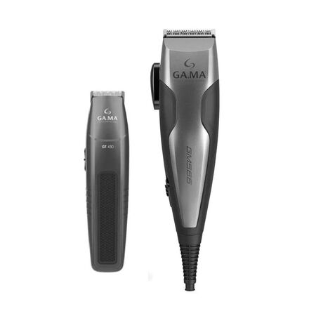 CORTADORA DE PELO GA-MA GM-566 KIT 29 PIEZAS CON TRIMMER NEGRO