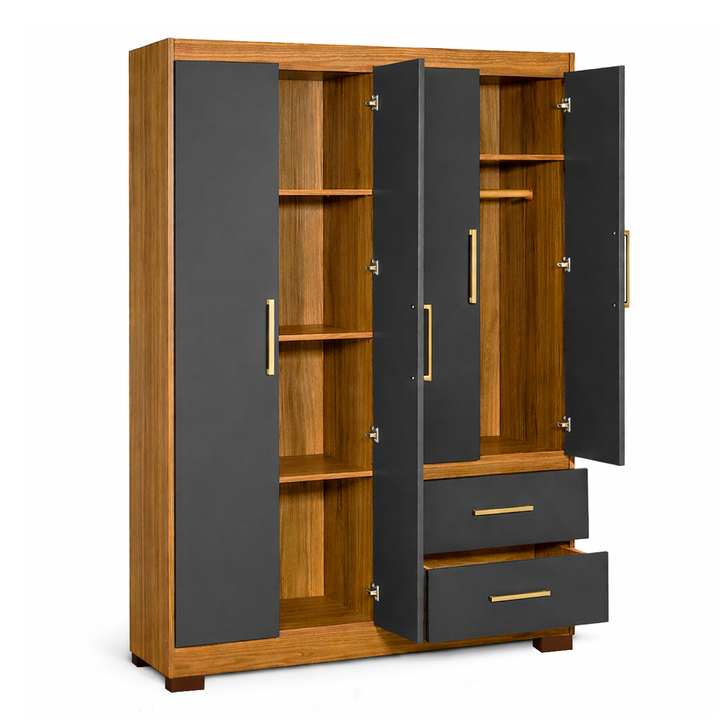 Placard Ropero Reforzado de 4 Puertas 2 Cajones Grafito Teca Maximo Fortaleza - Vista 2