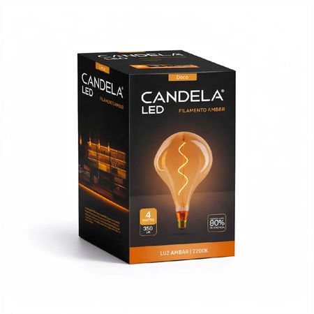 Lámpara Ámber Bulbo Irregular LED 4W Luz Ambar Candela