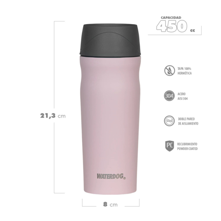 VASO WATERDOG 450CC CON TAPA PLASTICA (C:ROSA BOSSA450PK) - Vista 3