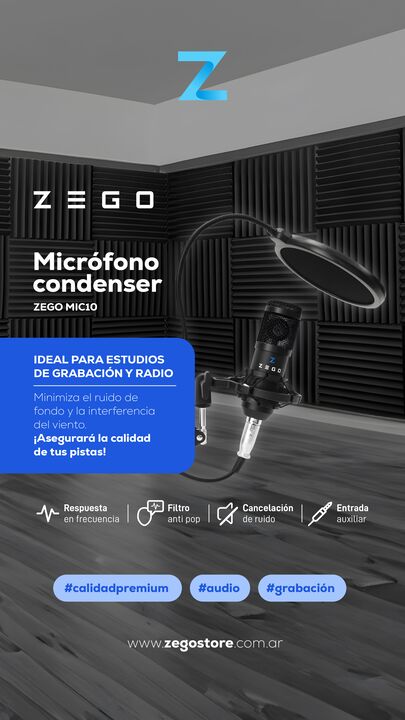 Microfono Condensador Zego Omnidireccional Grabacion - Vista 2