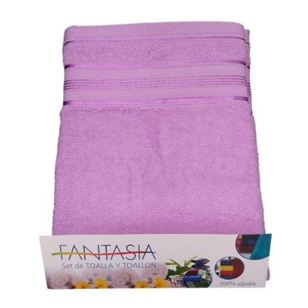 JGO TOALLA Y TOALLON 380 GRS FANTASIA LILA