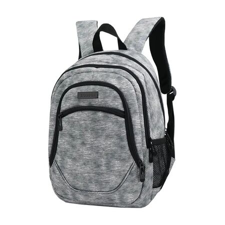 Mochila Kossok Lepi - Escolar - Mediana - Reforzada Gris jaspeado Rayas