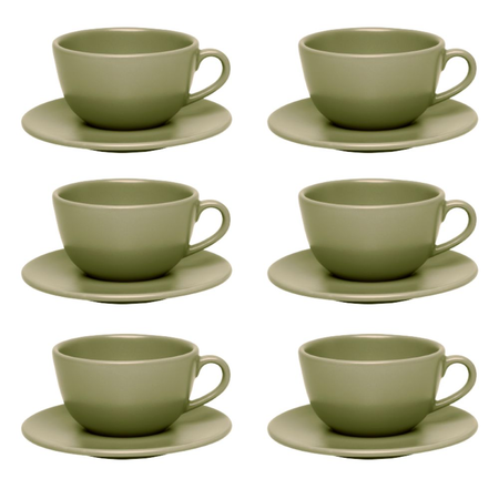 Set X6 Tazas De Té 200 Cc Con Plato Unni Oliva - Oxford