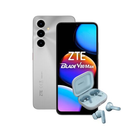 Combo ZTE Blade V80 Max 4+256GB Silver + Moto Buds Guitar Illusion Blue