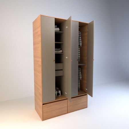 Placard de Abrir 1,2m 4 Puertas 2 Cajones 2 Zapateros Olmo F. Gris C. Tables