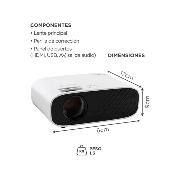 PROYECTOR GADNIC MINI SPECTACULAR 1200 LUM (C:BLANCO PROJ0060) - Vista 2