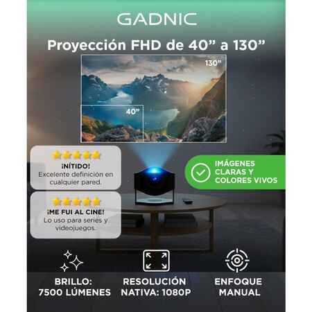 Proyector Gadnic Conexión Inalámbrica Portatil 9500lm HM-400 Pro