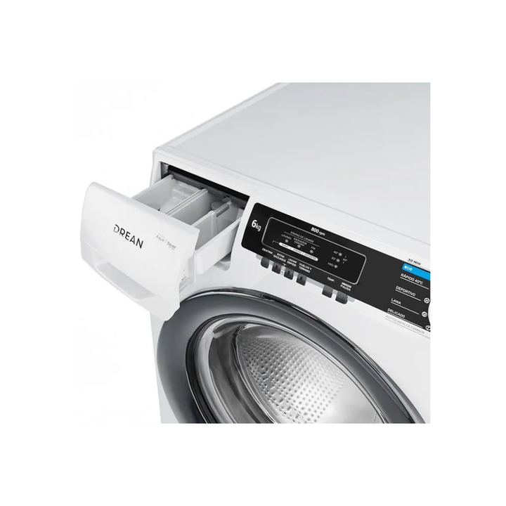 Lavarropas Drean 6Kg 900RPM Inverter Carga Frontal LCFDR0609LB0 Blanco - Vista 3