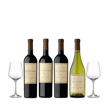 Set Vinos Combinados DV Catena Seleccion x 4 y 2 Copas Con Estuche