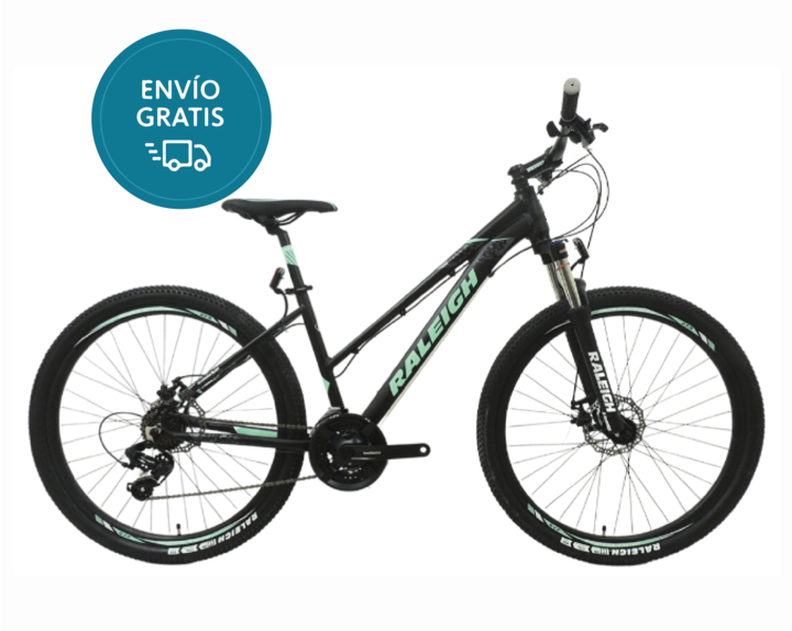 Bicicleta Raleigh Mojave 2.0 D / Talle 18"/M / Negro/Verde / Cuadro de aluminio / Frenos a discos mecanicos / 21 Vel. / Rodado 27.5" - Vista 1