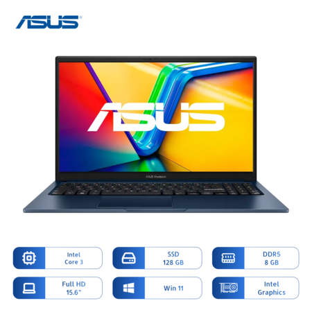 Notebook Asus Vivobook 15 X1504vap-c38128 Core 3 100u 8gb Ram 128gb Ssd 15.6 Pulg Quiet Blue