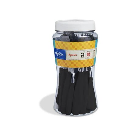JUEGO DE CUBIERTOS BRINOX DE ACERO INOXIDABLE DE 24 PIEZAS LINEA ITAPARICA NEGRO (6000/712)