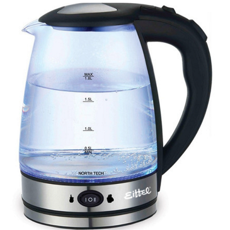 Pava Eléctrica de vidrio templado con corte para mate y café Eiffel.