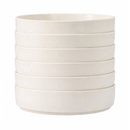 Set 6 Bowl Porcelana Carol 16 cm Línea Plana Blanco