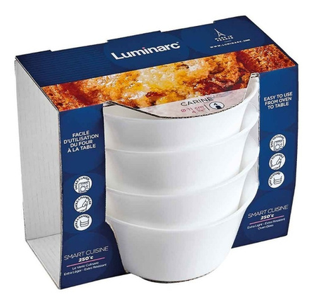 Juego Set X 4 Flanera Molde Flan Luminarc Smart Cuisine 11cm Blanco