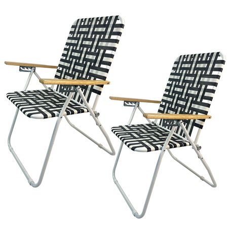 Kit X2 Reposeras De Playa Plegable Negro Gadnic Silla Con Apoyabrazo