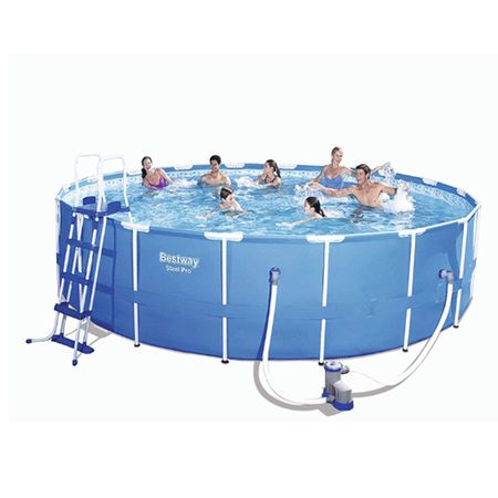 Pileta De Lona Redonda Bestway 5.49 X 1.22 Mts. Con Bomba Y Escalera