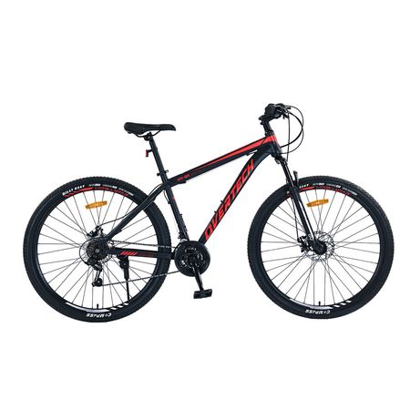 Bicicleta Mtb Overtech Q5, R29 21v Shimano, Freno Disco, Suspensión, Negro/Rojo/Rojo, Talle XL