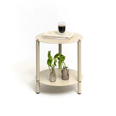 Mesita Auxiliar Iron 2 Pisos DS Home 43 x 36 cm Hueso