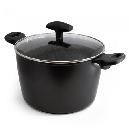 Cacerola Alta Con Tapa Pedrini Maori Diametro 24 Cm Negro