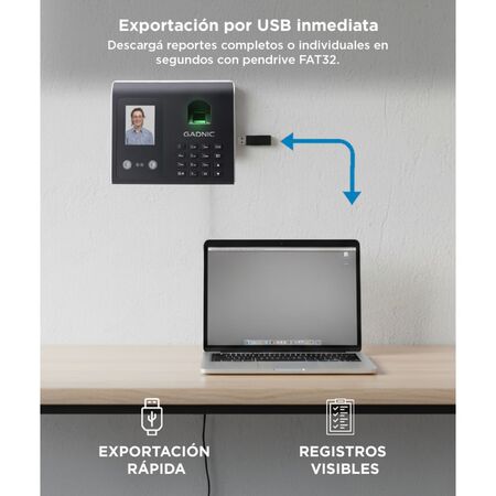 Control De Acceso Gadnic Biométrico Face ID 1500 Huellas 500 Rostros