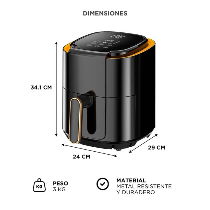 Freidora de Aire Gadnic Pantalla Táctil Cocción sin Aceite 3.5 litros - Vista 6