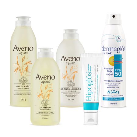 Set Cuidado Infantil Aveno + Dermaglos Solar Fp50 + Hipoglos