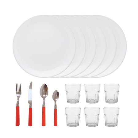 SET WHITE PARA LA MESA x 36 PIEZAS ROJO