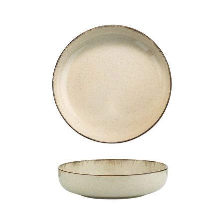 Ensaladera Bowl Porcelana Artesanal Filo Envejecido 19 Cm Beige