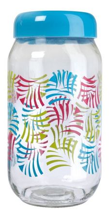 Frasco Vidrio Decorado 660 Cc Cierre Rosca Tapa Plástica Azul