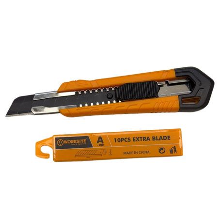 Cutter Trincheta 18mm Con Repuesto De 10 Hojas Worksite