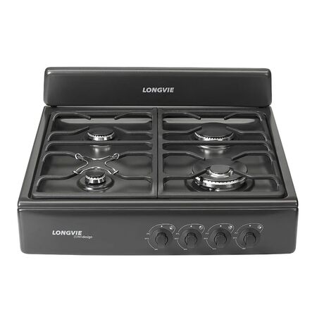 Anafe a Gas Longvie 60cm Reja Fundición Encendido Doble Corona Grafito A16601G