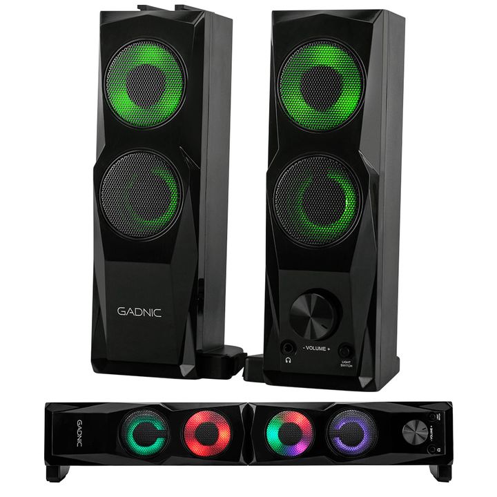 Parlante Gamer RGB Gadnic 2 en 1: Pc y Barra de Sonido - Vista 1