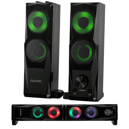 Parlante Gamer RGB Gadnic 2 en 1: Pc y Barra de Sonido