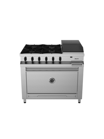Cocina Industrial Brafh 1045 Acero Inox 4 Hornalla + Plancha Acero Inoxidable