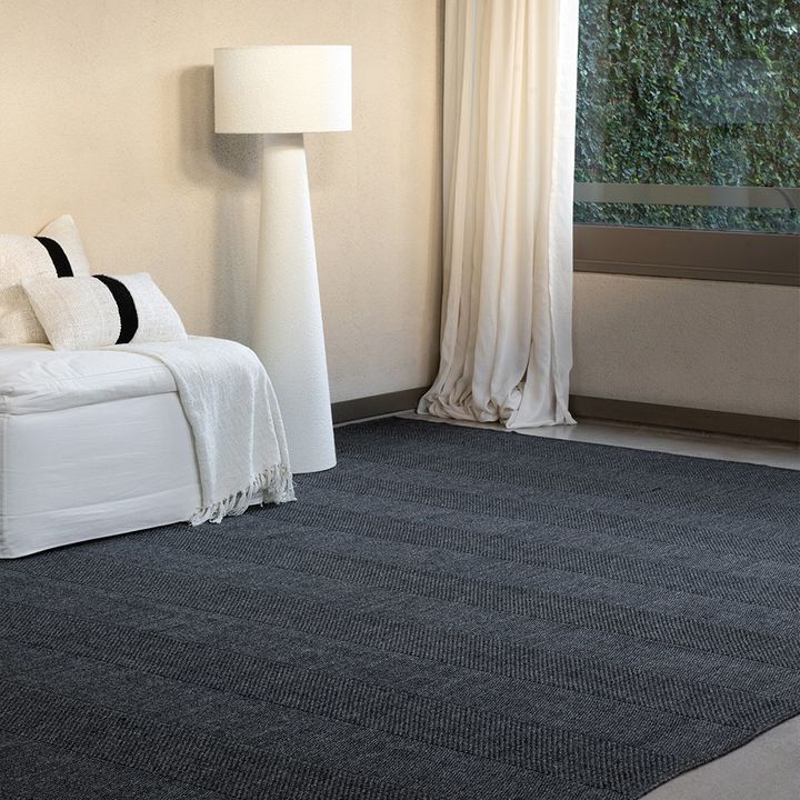 Alfombra simil Yute Charcoal rayas Grey - 250x350 cm - Vista 5