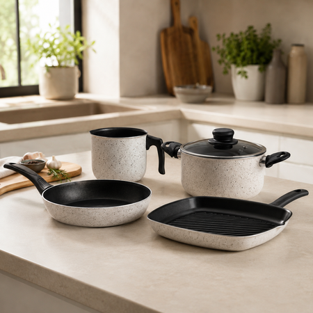 Batería Cocina Olla Cacerola Bifera Sarten Jarro Antiadherente Aston Dots