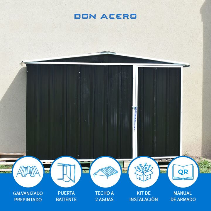 Armario Deposito Galpon de jardin Casi 3x2x2 Negro DON ACERO - Vista 4