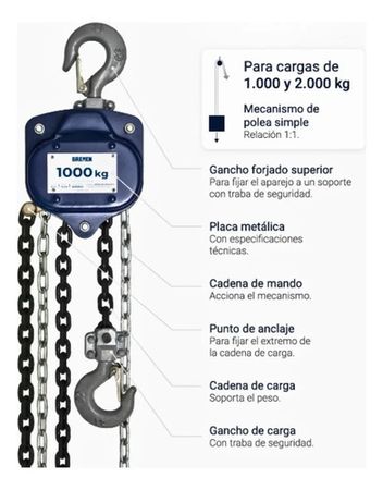 Aparejo a Cadena Bremen 1 Tonelada 6 Metros