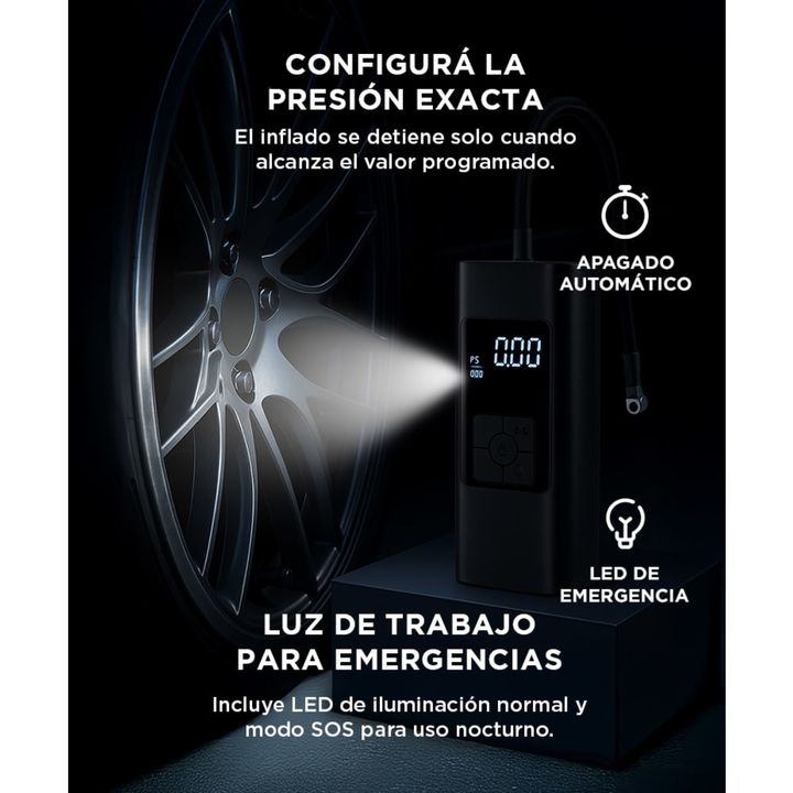 Inflador Portatil Gadnic Bateria Auto 6000mah - Vista 3