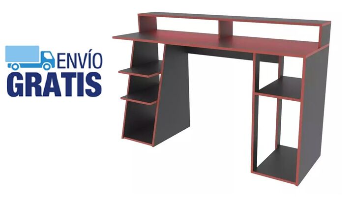 Escritorio Negro/Rojo Fiplasto Estilo Gamer ES0009 - Vista 1